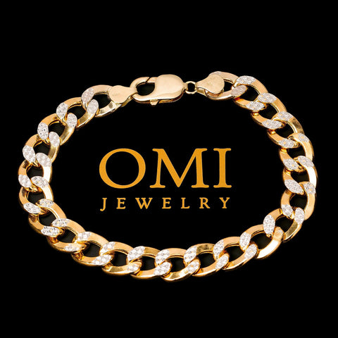 10K YELLOW GOLD HOLLOW DIAMOND CUT CUBAN BRACELET