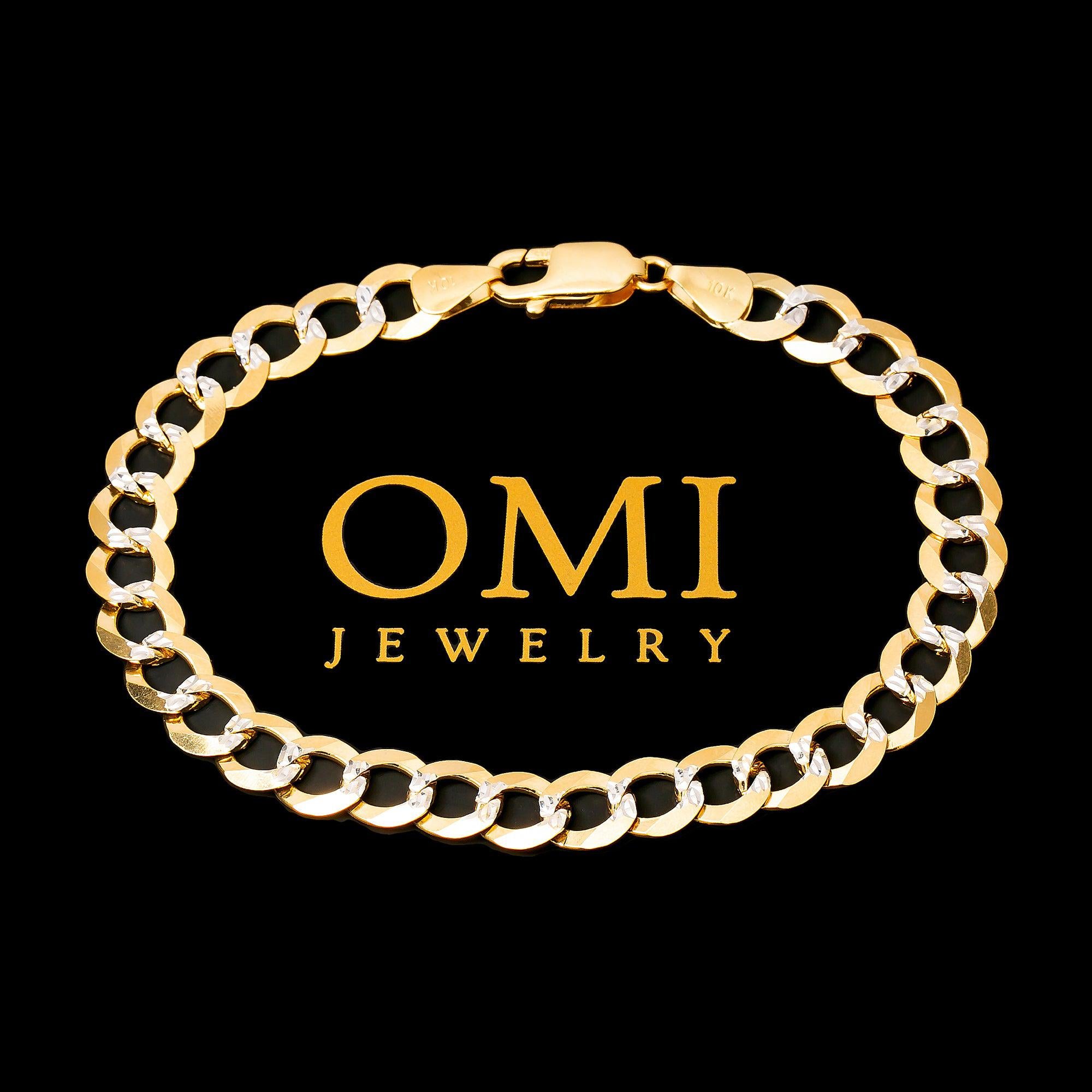10K YELLOW GOLD DIAMOND CUT OPEN CUBAN BRACELET