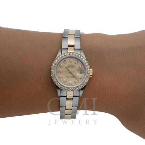 Rolex Lady-Datejust 6917 26MM Champagne Diamond Dial With Yellow Gold - OMI  Jewelry