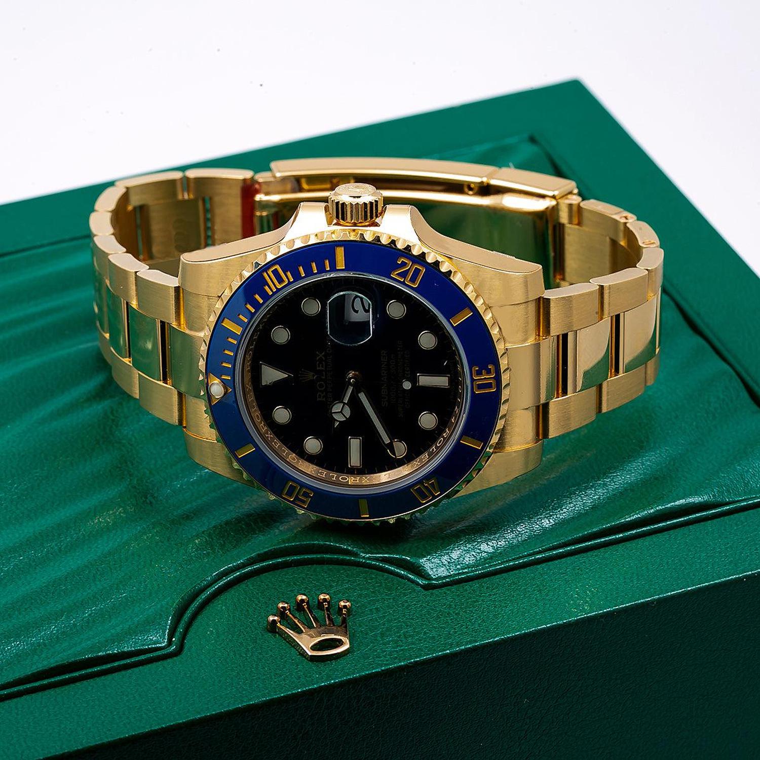 Rolex Submariner Date 40MM 116618LB Blue Dial Blue Ceramic Bezel 18K Yellow Gold Oyster Bracelet