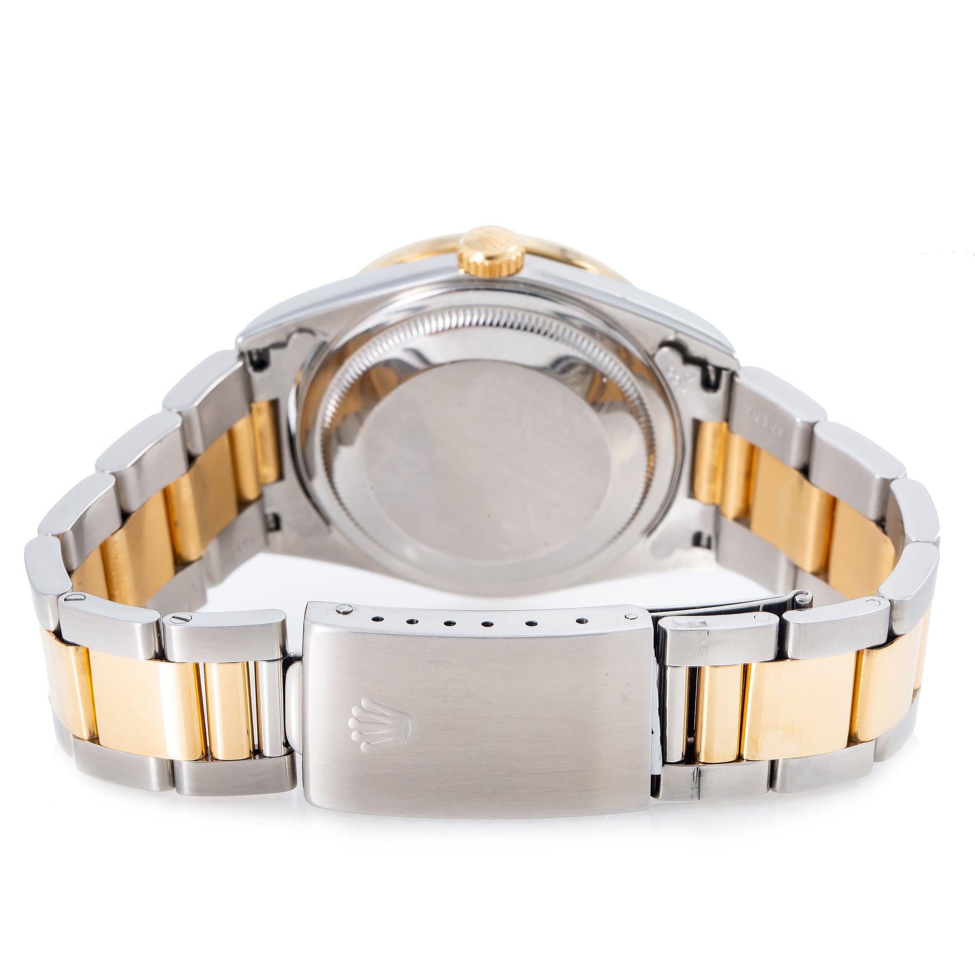 Rolex Datejust 36MM 16203 Mother of Pearl Roman Diamond Dial Diamond Bezel Two Tone Yellow Gold Oyster Bracelet