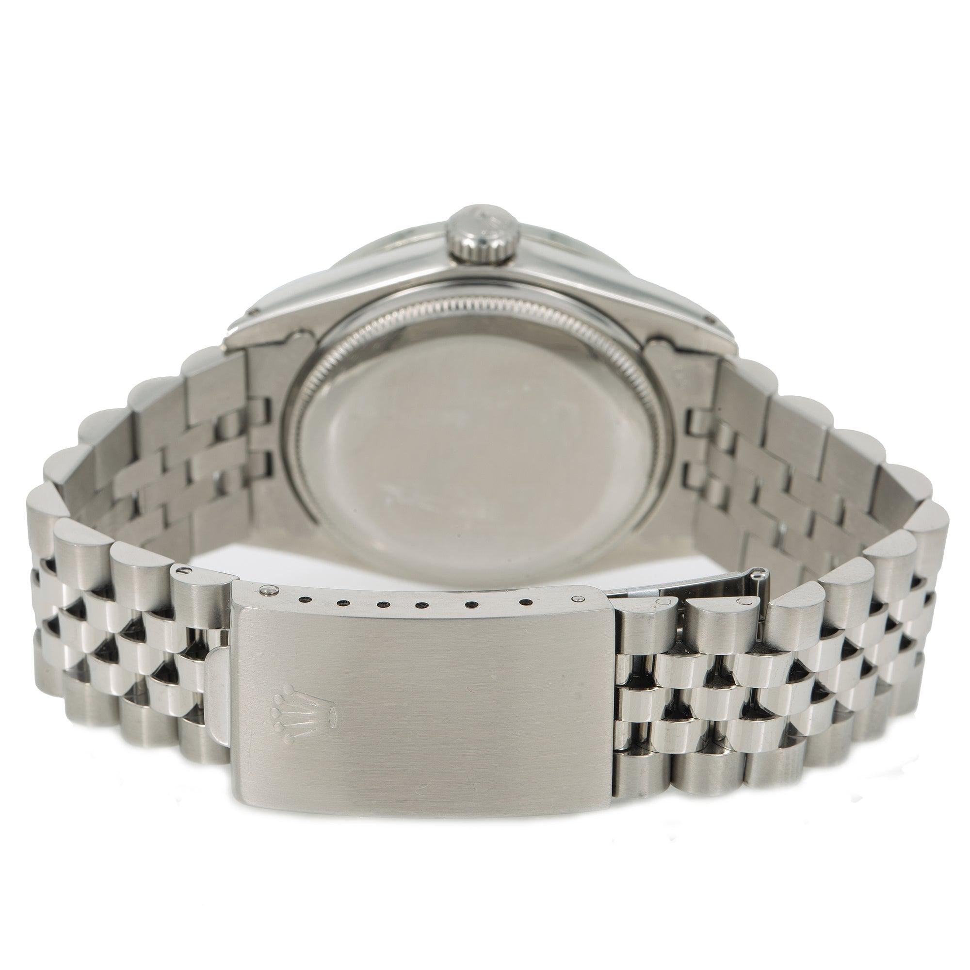 Rolex Date 34MM 1501 Silver Diamond Dial Diamond Bezel Stainless Steel Jubilee Bracelet 1.2ct