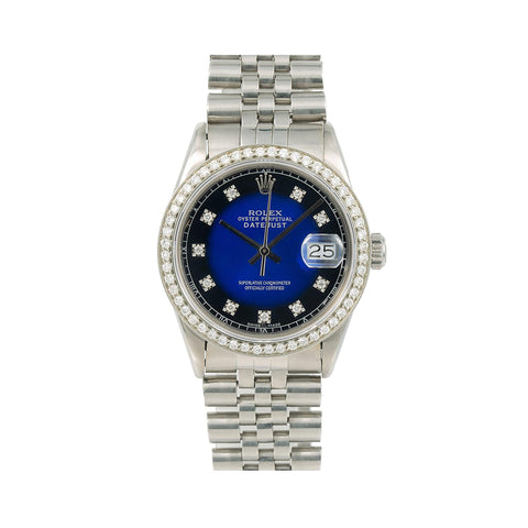 Rolex Oyster Perpetual Datejust 36mm, Blue Diamond Dial With Stainless Steel Jubilee Bracelet