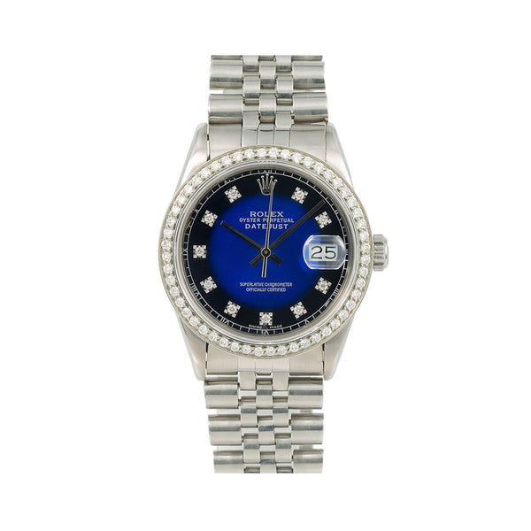 Rolex Oyster Perpetual Datejust 36mm, Blue Diamond Dial With Stainless Steel Jubilee Bracelet