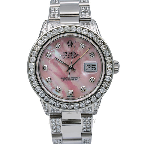 Rolex Datejust Diamond Watch, 16014 36mm, Pink Diamond Dial With 5.75 CT Diamonds