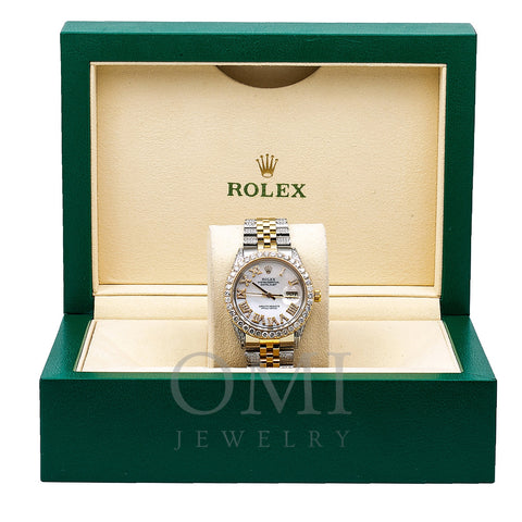 Rolex Datejust Diamond Watch, 1601 36mm, Mother of Pearl Diamond Dial With 8.75 CT Diamond