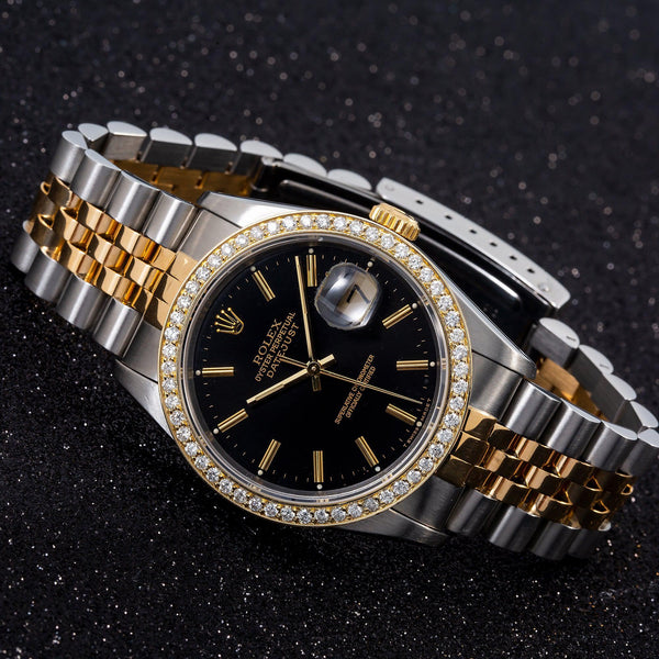 Rolex Datejust 36MM 16233 Black Dial Diamond Bezel Two Tone