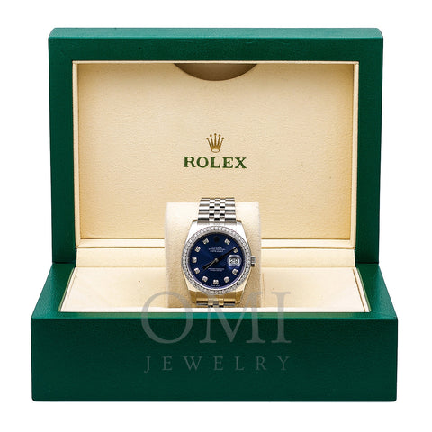 Rolex Datejust Diamond Watch, 116234 36mm, Blue Diamond Dial With 1.20 CT Diamonds