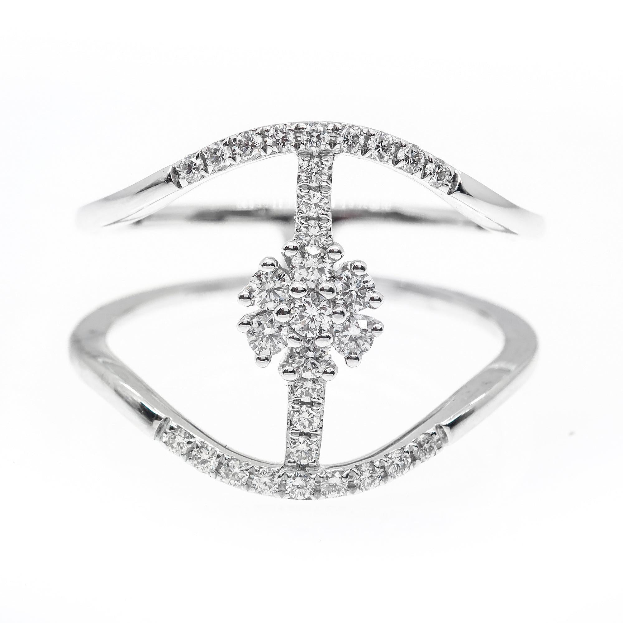 LADIES 18K WHITE GOLD RIGHT HAND RING WITH 0.41CT DIAMONDS