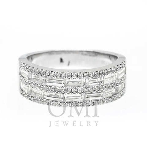 LADIES 18K WHITE GOLD DIAMOND BAND WITH ROUND AND BAGUETTE DIAMONDS