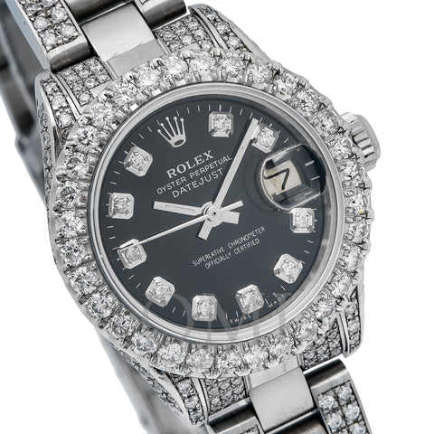 Rolex Datejust 6917 26MM Black Diamond Dial With 4.25 CT Diamonds