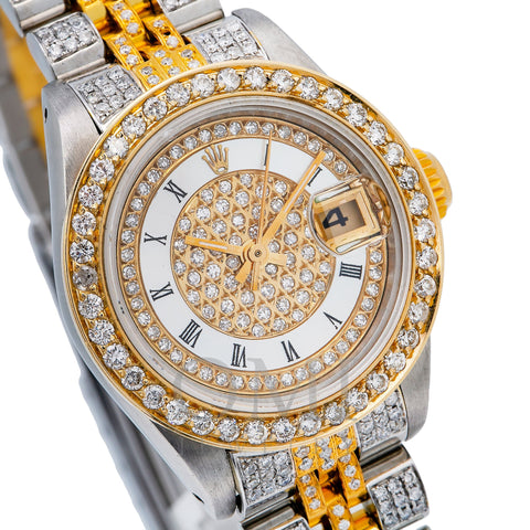 Rolex Datejust 69173 26MM Yellow Gold Mother of Pearl Diamond Dial With 5.25 CT Diamonds