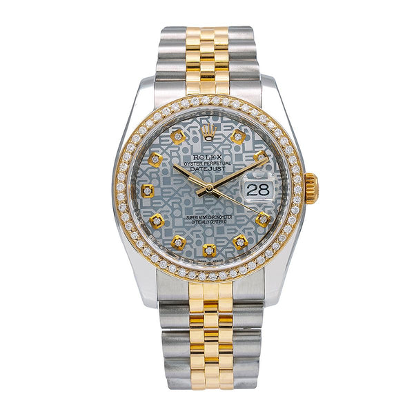 Rolex Datejust Diamond Watch 116233 36mm Silver Diamond Dial