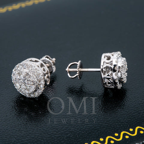 14K WHITE GOLD UNISEX EARRINGS WITH  1 CT DIAMONDS