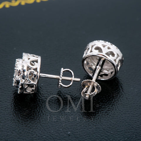 14K WHITE GOLD UNISEX EARRINGS WITH  1 CT DIAMONDS