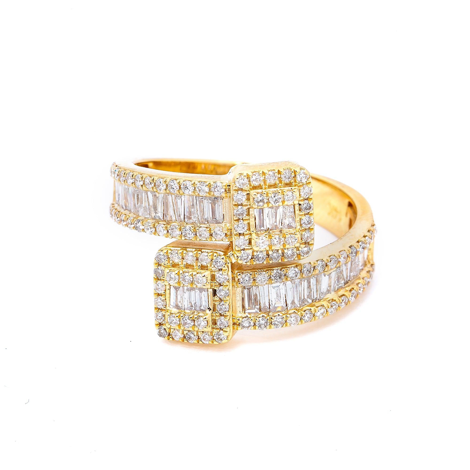 14K YELLOW GOLD MEN'S RING WITH 1.53 CT BAGUETTE DIAMONDS