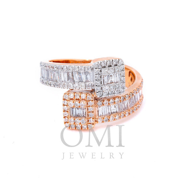 14K ROSE AND WHITE GOLD MEN'S RING WITH 1.53 CT BAGUETTE DIAMONDS