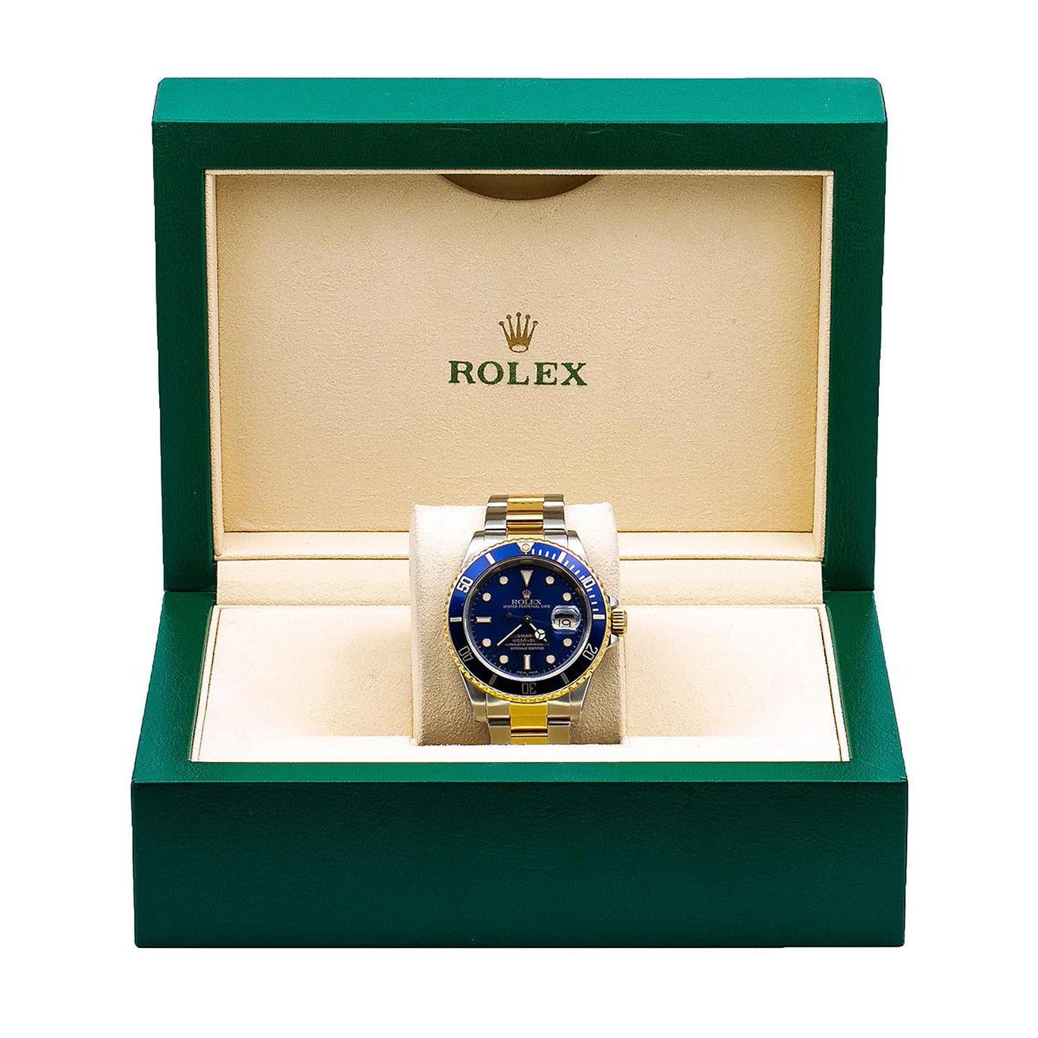 Rolex Submariner Date 40MM 16613 Bluesy Blue Dial Blue Ceramic Bezel Two Tone Yellow Gold Oyster Bracelet