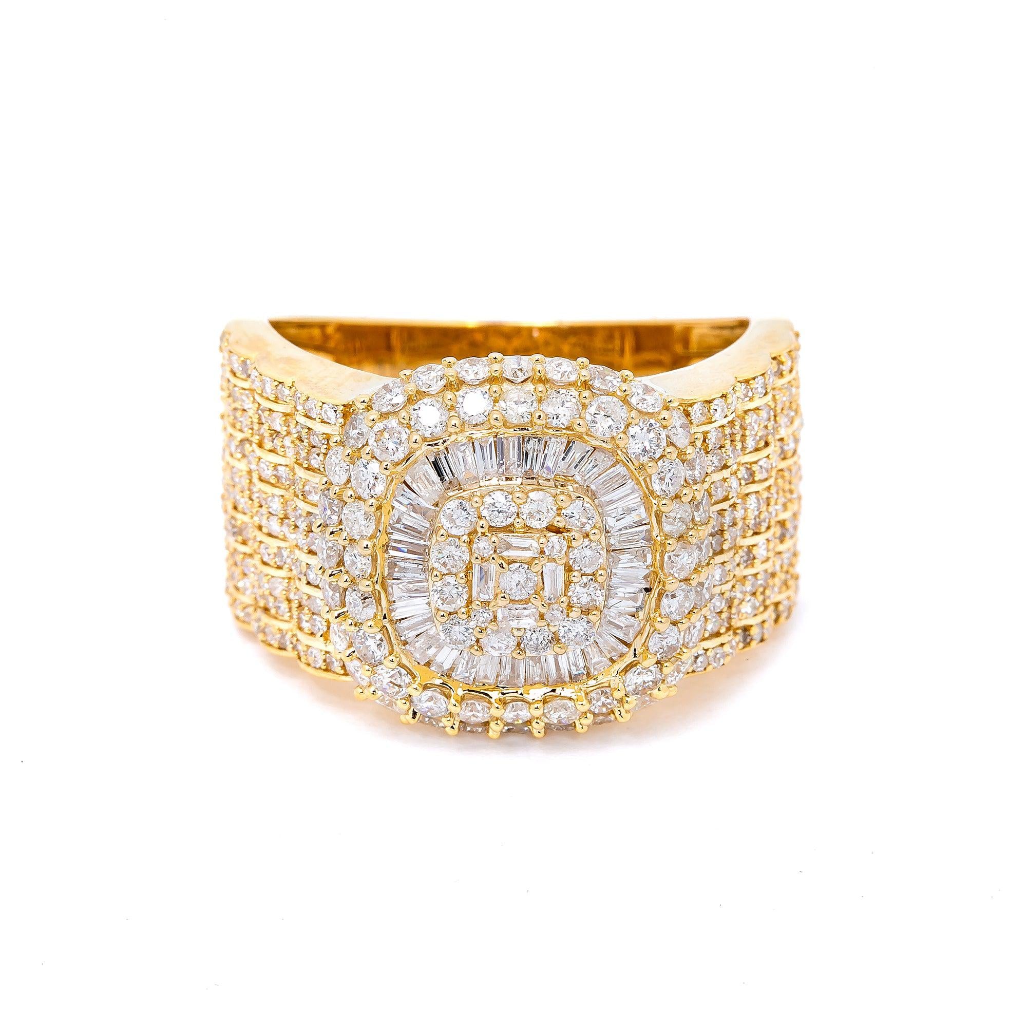 14K YELLOW GOLD MEN'S RING WITH 4.71 CT BAGUETTE DIAMONDS