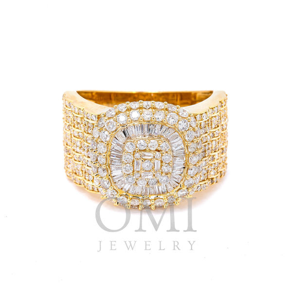 14K YELLOW GOLD MEN'S RING WITH 4.71 CT BAGUETTE DIAMONDS