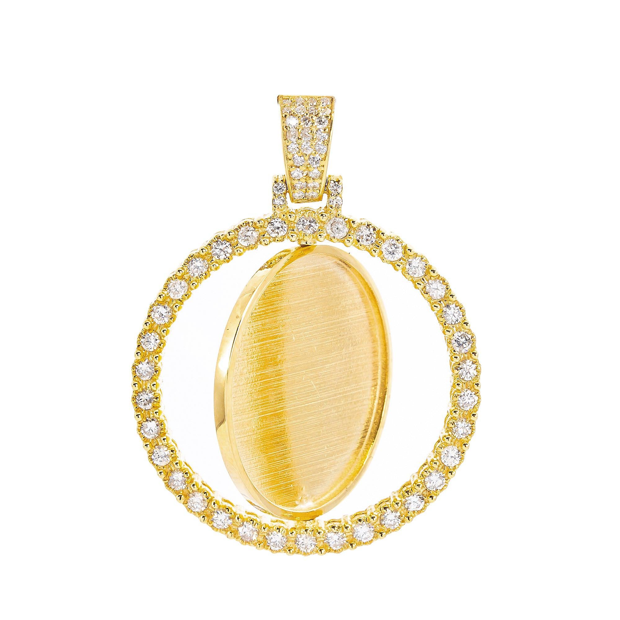 YELLOW GOLD AND DIAMOND ROUND PICTURE PENDANT WITH 1.25CT DIAMONDS