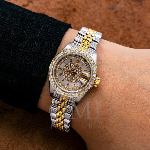 Rolex Datejust 69173 26MM Yellow Gold Mother of Pearl Diamond Dial With 5.25 CT Diamonds