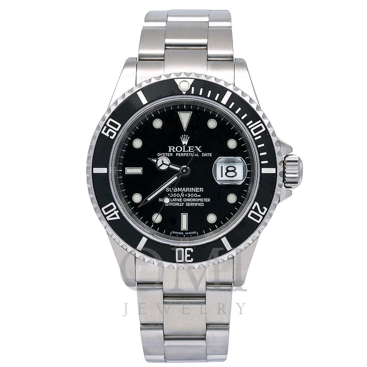 hardware trekant Smitsom sygdom Rolex Submariner Date 16610 40MM Black Dial With Stainless Steel Oyste -  OMI Jewelry