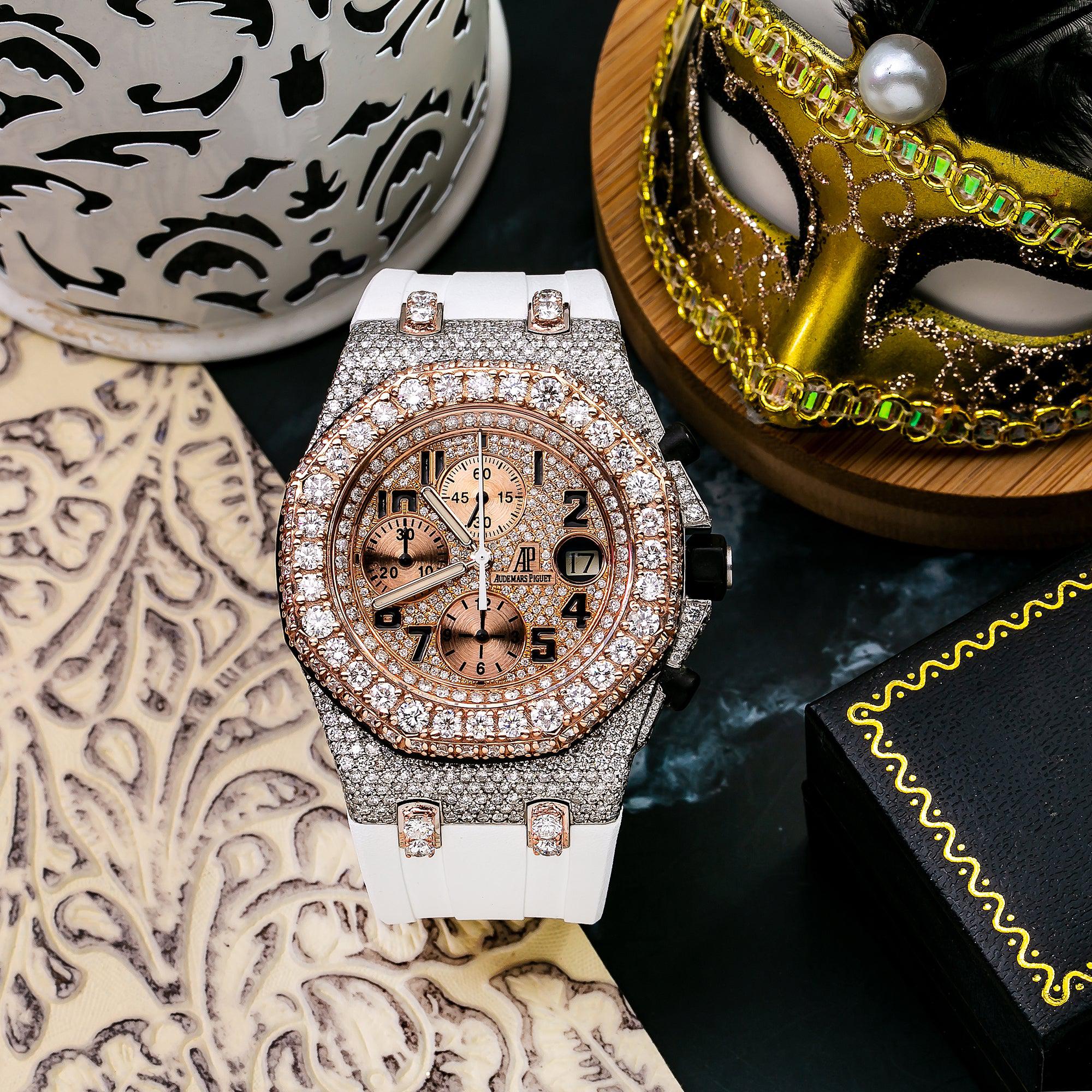 Audemars Piguet Royal Oak Offshore Chronograph 25940SK 42MM Rose Gold Diamond Dial With Rubber Bracelet