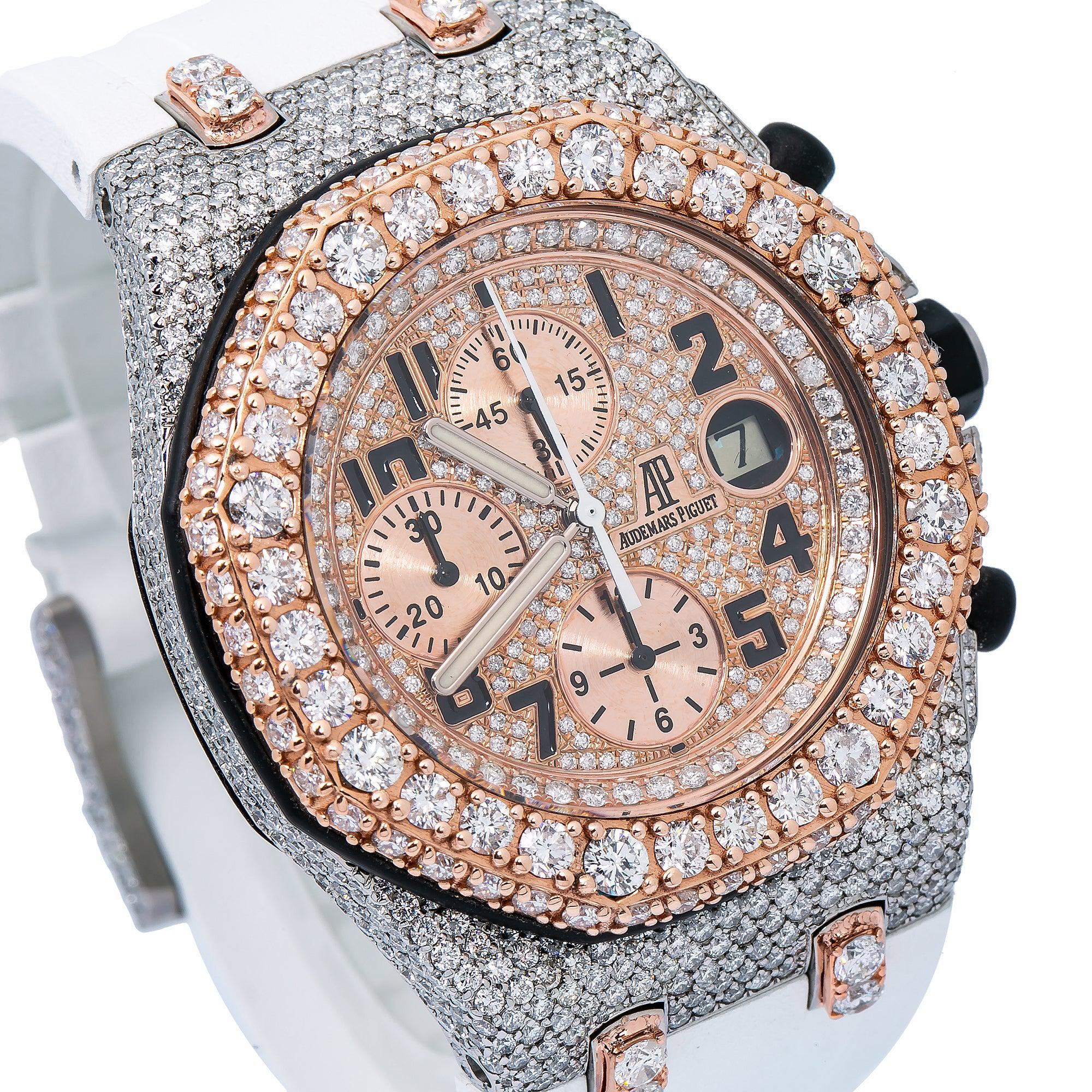 Audemars Piguet Royal Oak Offshore Chronograph 25940SK 42MM Rose Gold Diamond Dial With Rubber Bracelet
