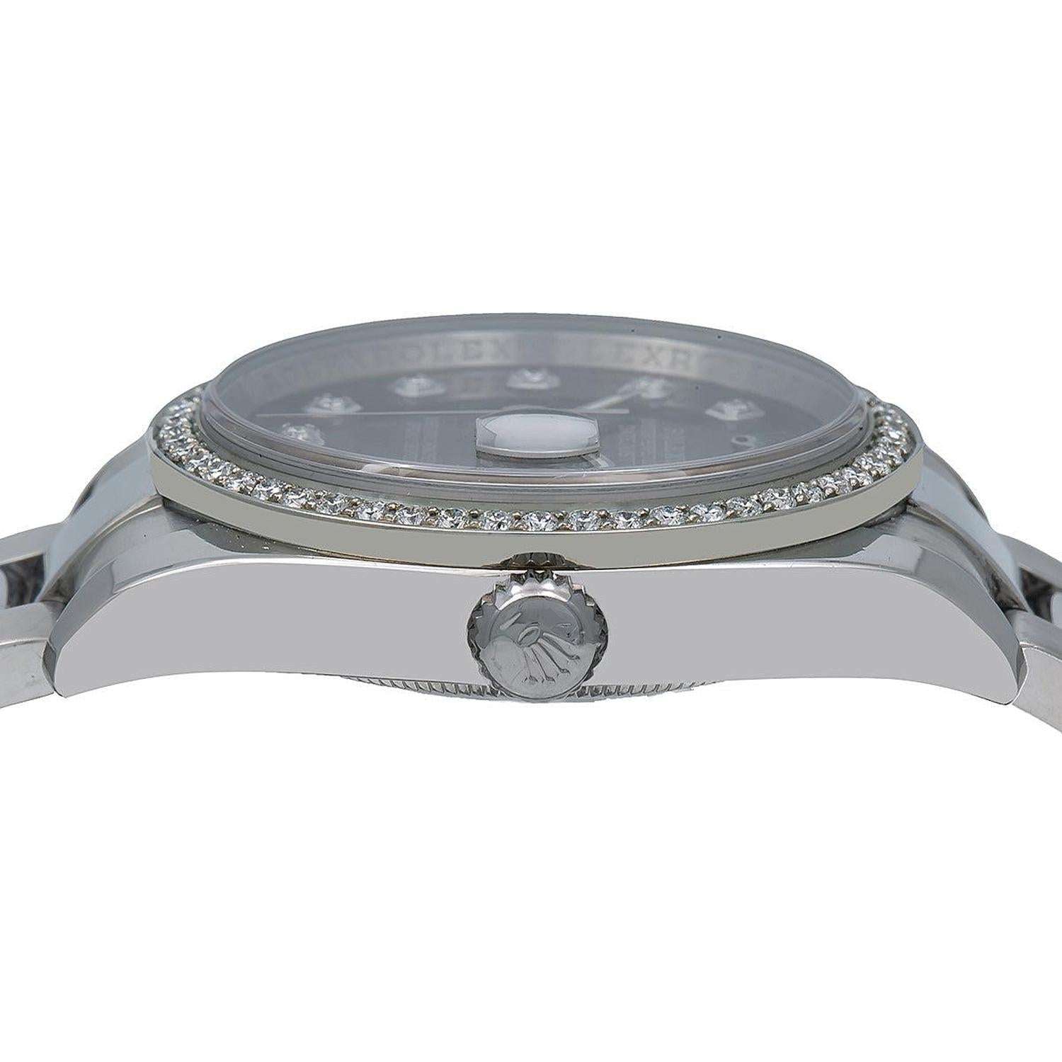 Rolex Datejust 36MM 116200 Black Mother of Pearl Diamond Dial Diamond Bezel Stainless Steel Oyster Bracelet 1.2ct