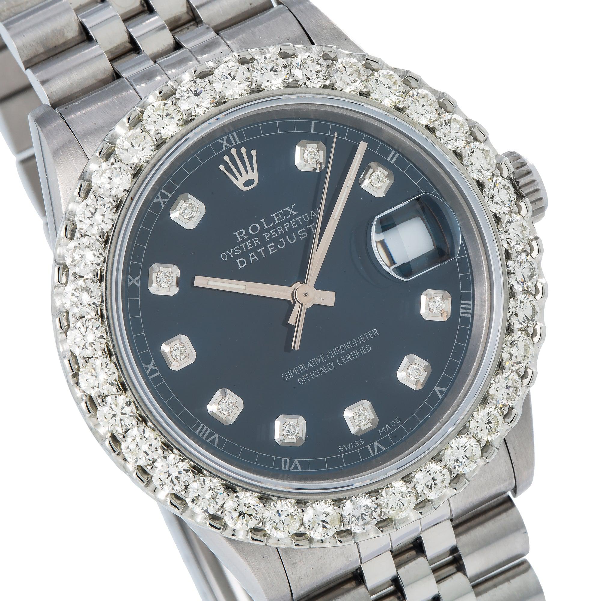 Rolex Datejust 36MM 16234 Blue Diamond Dial Diamond Bezel Stainless Steel Jubilee Bracelet