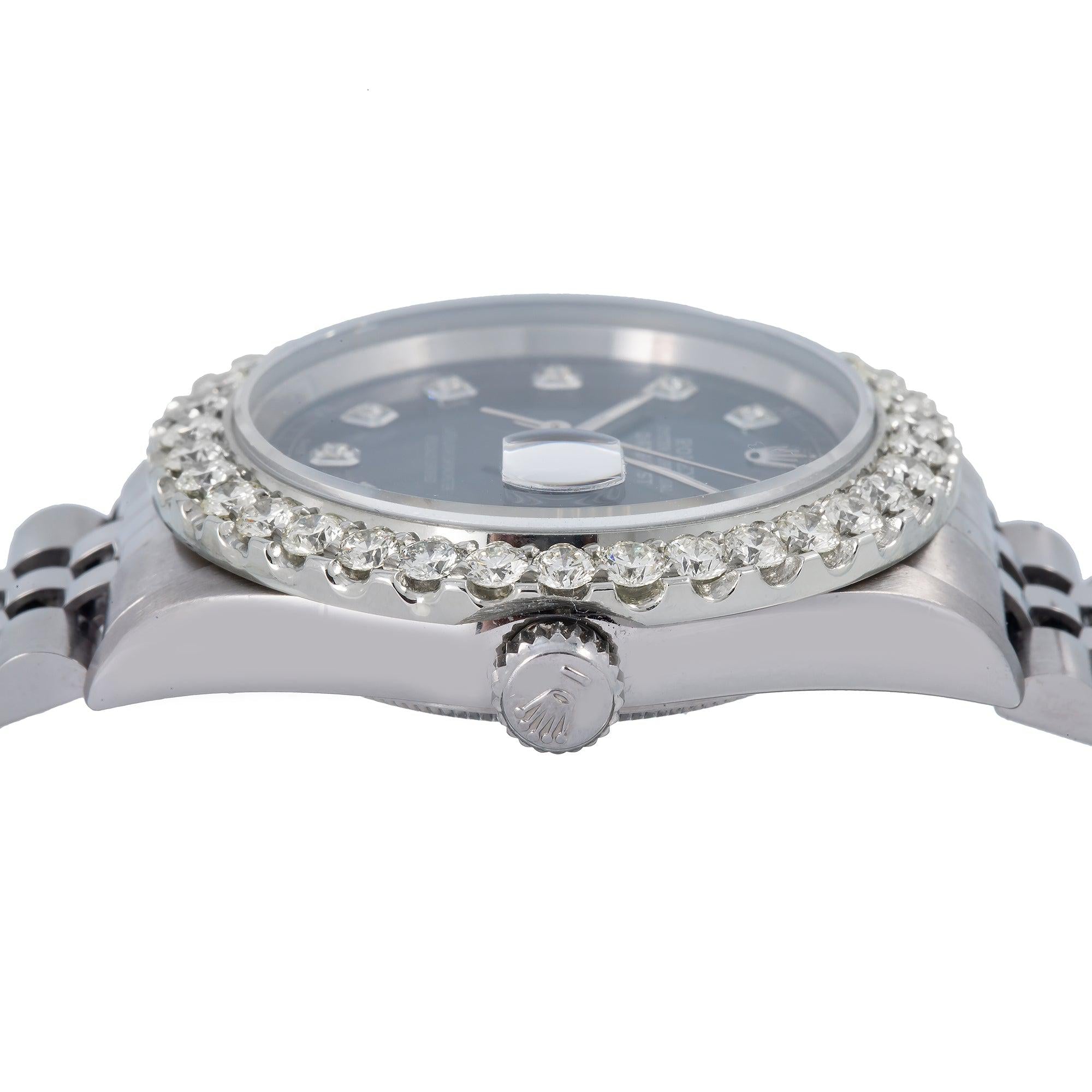 Rolex Datejust 36MM 16234 Blue Diamond Dial Diamond Bezel Stainless Steel Jubilee Bracelet