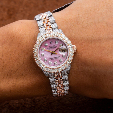 Ladies pink diamond rolex Clearance