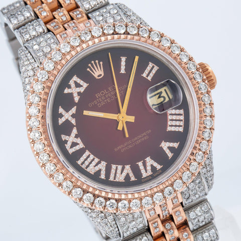 Rolex Datejust 1601 36MM Red Diamond Dial With 8.25 CT Diamonds