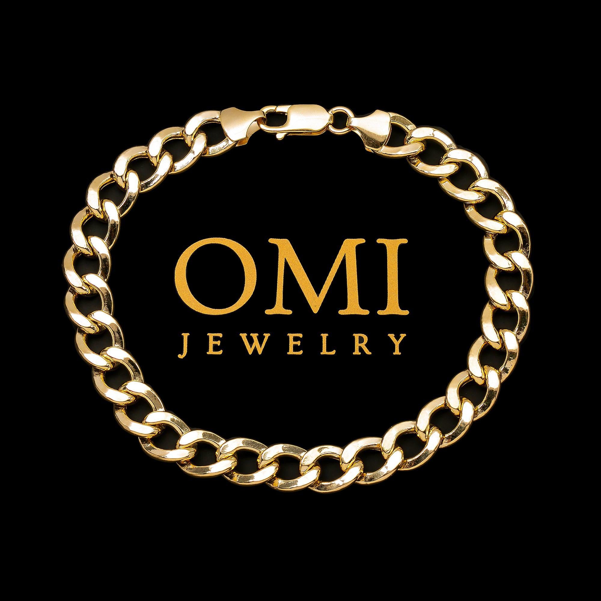 10K HOLLOW YELLOW GOLD 8.5MM OPEN CUBAN BRACELET