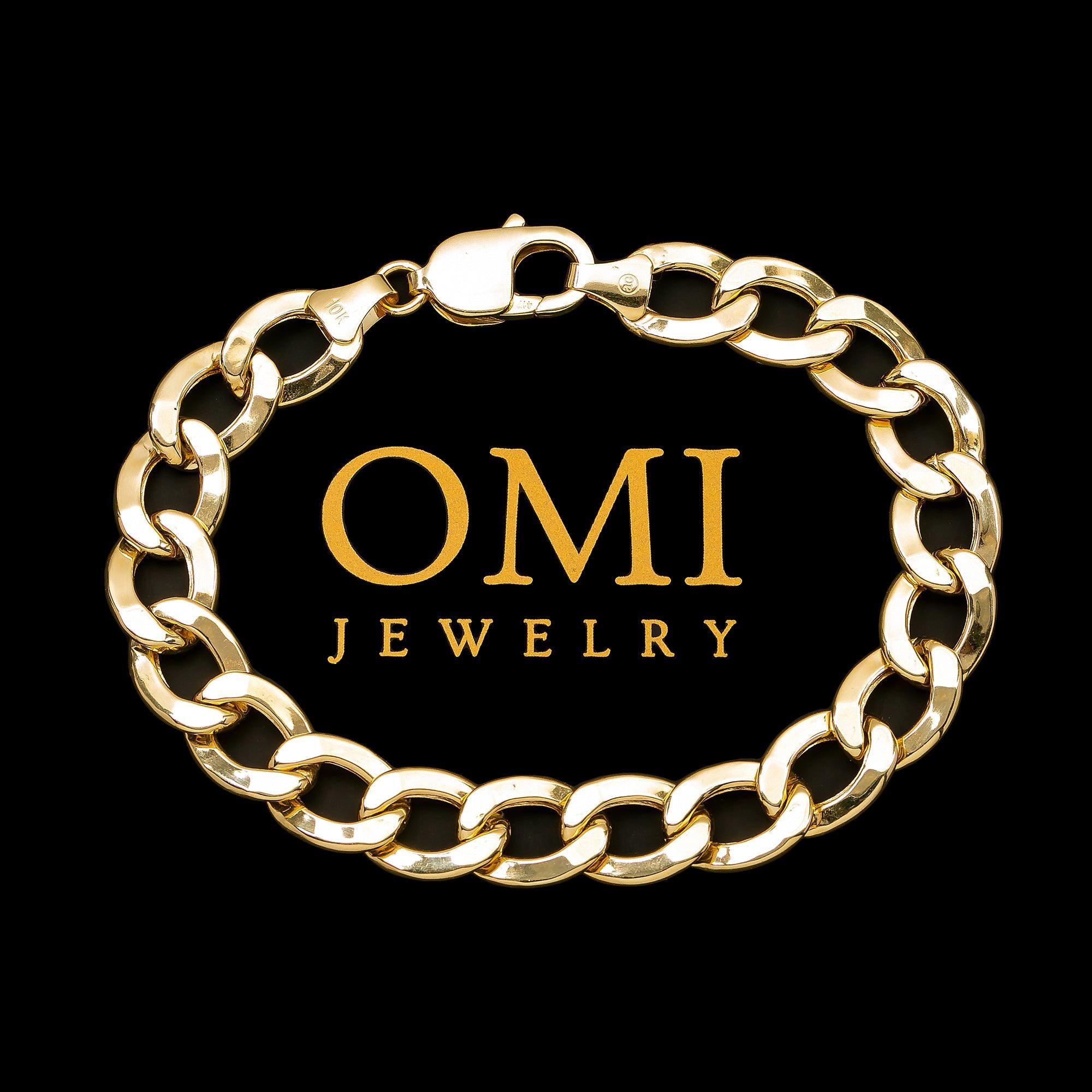 10K HOLLOW YELLOW GOLD CUBAN BRACELET