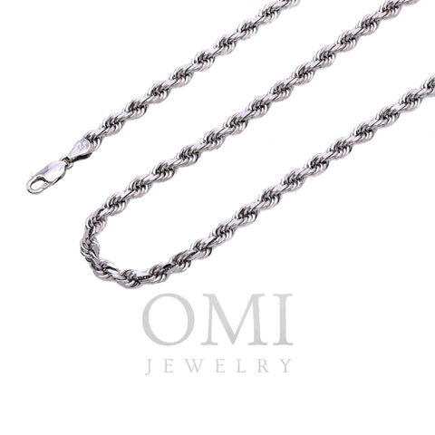 Men's 10K White Gold Hollow Rope Chain