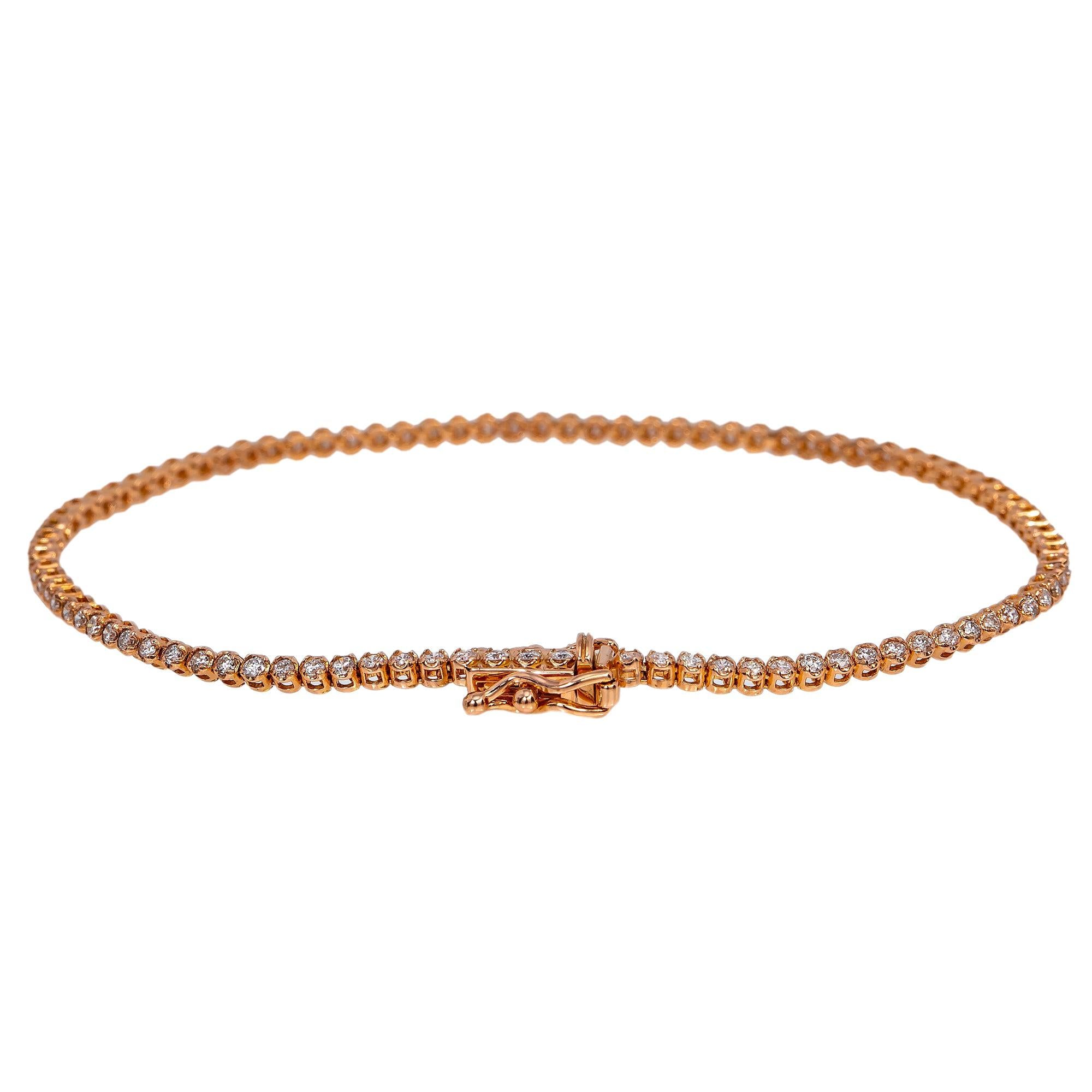 14K ROSE GOLD TENNIS BRACELET WITH 1.30 CT DIAMONDS