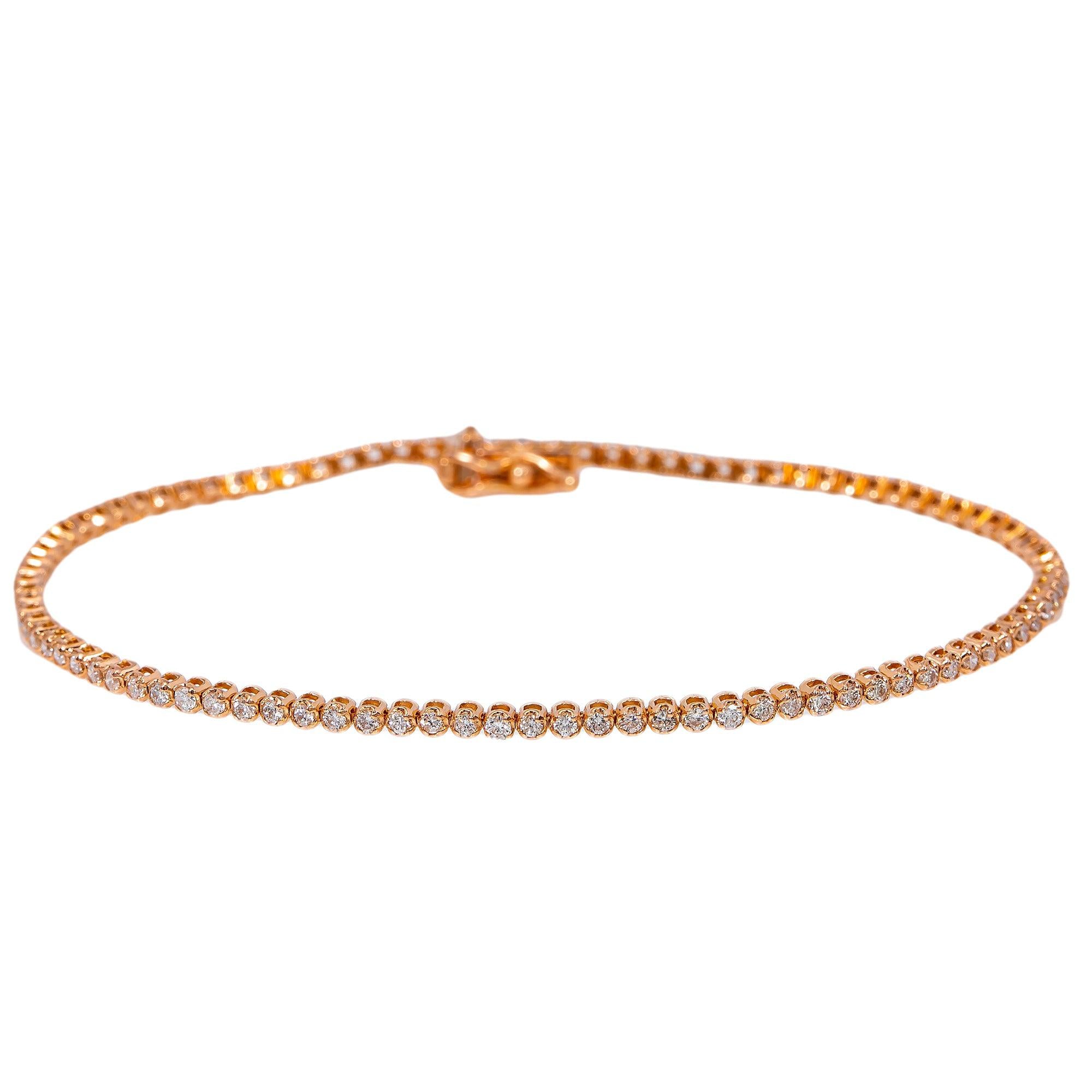 14K ROSE GOLD TENNIS BRACELET WITH 1.30 CT DIAMONDS