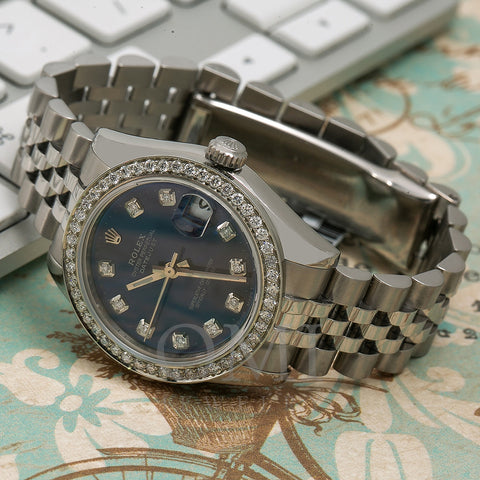 Rolex Datejust Diamond Watch, 178240 31mm, Blue Diamond Dial With 1.25 CT Diamonds