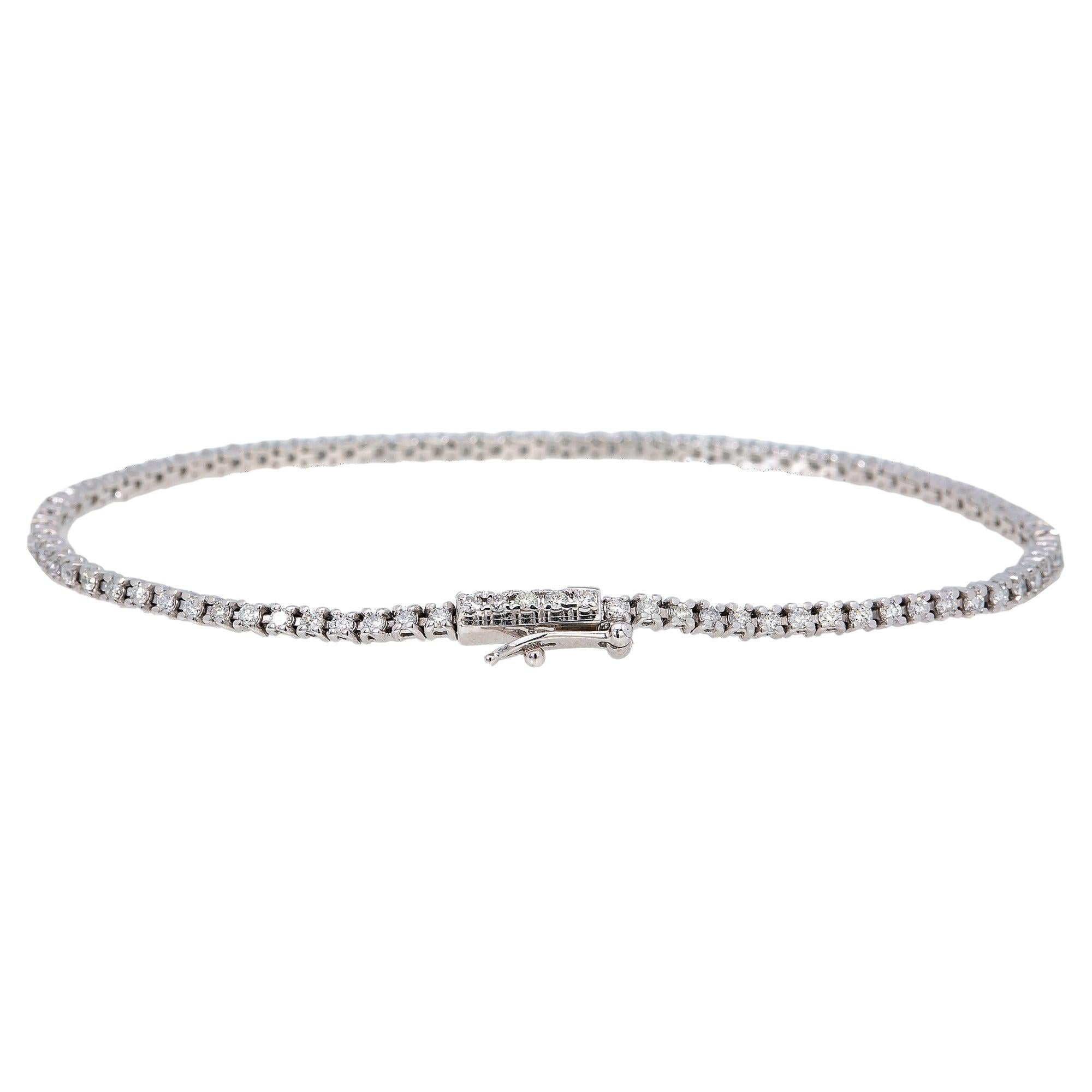 14K WHITE GOLD TENNIS BRACELET WITH 1.04 CT DIAMONDS