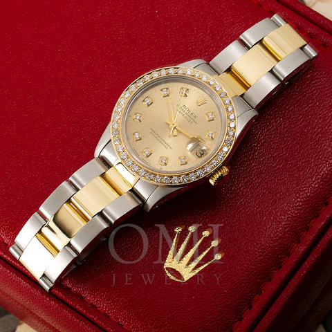 Rolex Datejust Diamond Watch, 68273 31mm, Champagne Diamond Dial With 1.15 CT Diamonds