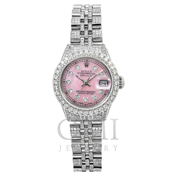 Rolex Oyster Perpetual Lady Datejust 6517 26MM Pink Diamond Dial With 6.75 CT Diamonds