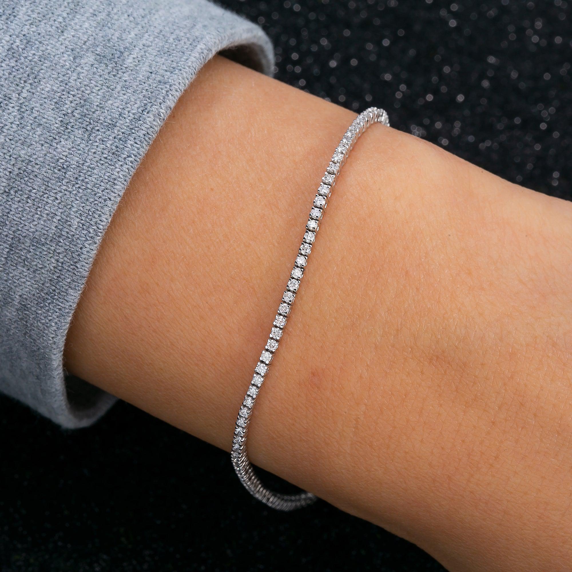 14K WHITE GOLD TENNIS BRACELET WITH 1.17 CT DIAMONDS