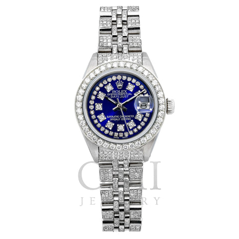Rolex Oyster Perpetual Lady Datejust 6517 26MM Blue Diamond Dial With Stainless Steel Bracelet