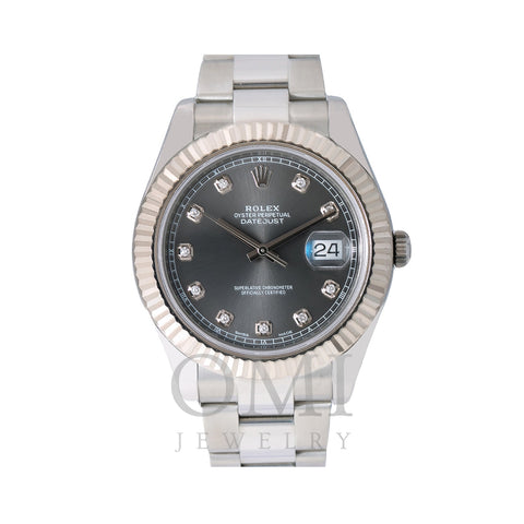 Rolex Datejust II Diamond Watch, 116334 41mm, Factory Gray Diamond Dial With Stainless Steel OysterBracelet