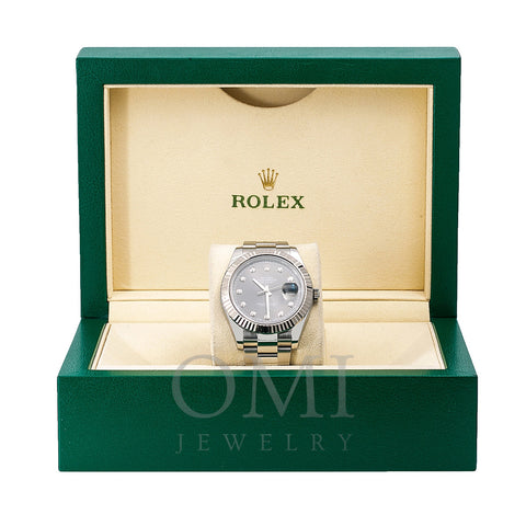 Rolex Datejust II Diamond Watch, 116334 41mm, Factory Gray Diamond Dial With Stainless Steel OysterBracelet