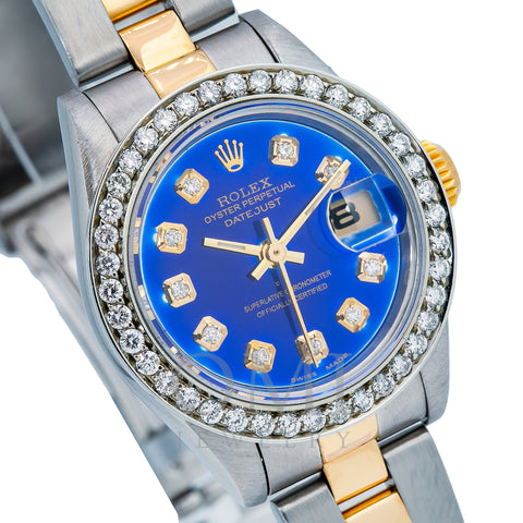 Rolex Lady-Datejust 79173 26MM Blue Diamond Dial With Two Tone Oyster Bracelet