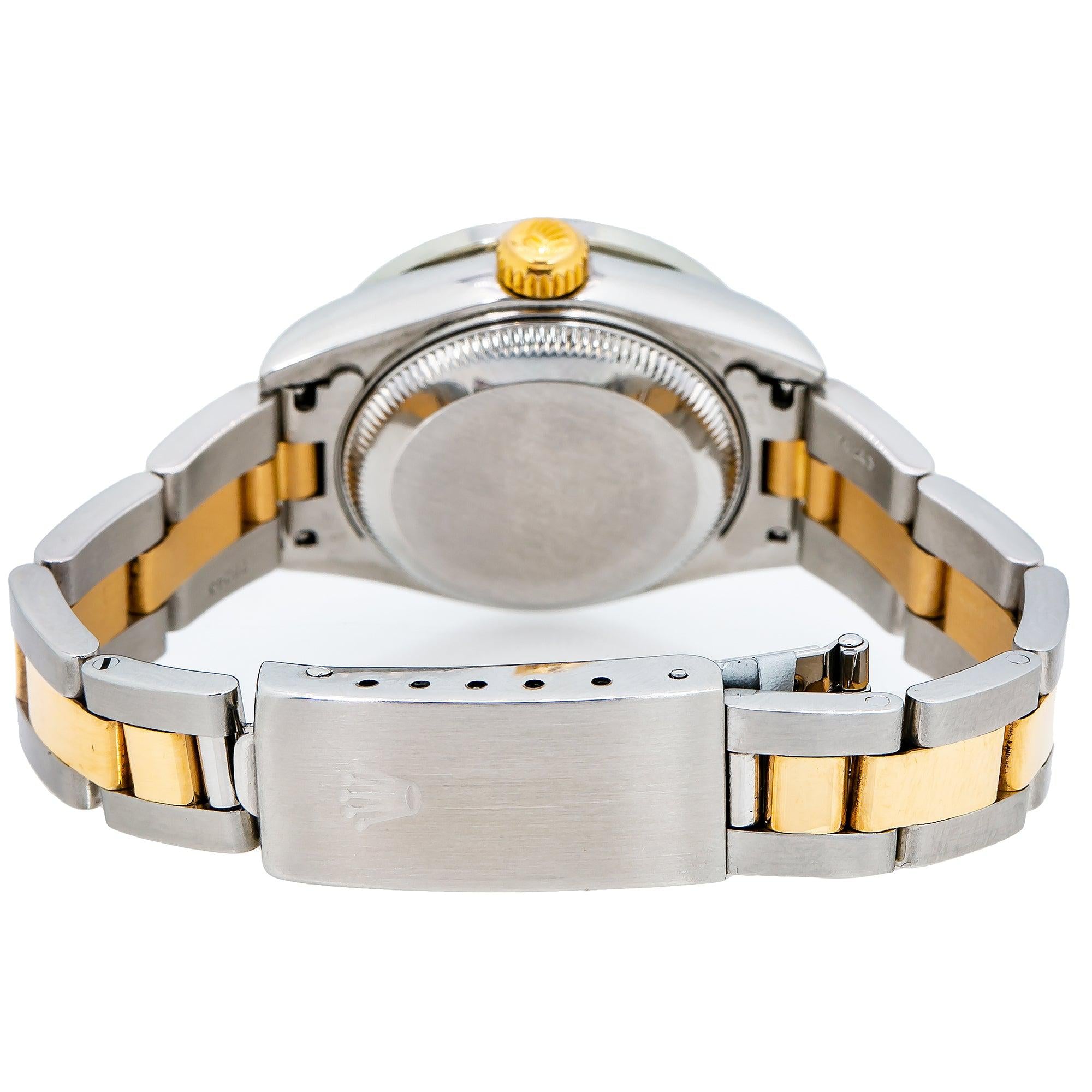 Rolex Datejust 26MM 69173 Blue Diamond Dial Diamond Bezel Two Tone Yellow Gold Oyster Bracelet