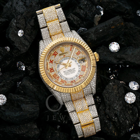 Rolex Sky-Dweller Diamond Watch, 326933 42mm, White Diamond Dial With 25.75 CT Diamonds